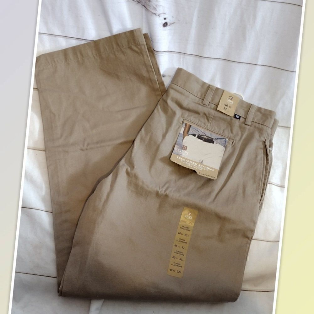 NWT Chaps True American Chino Classic Straight Fit 100% Cotton Size 40/32